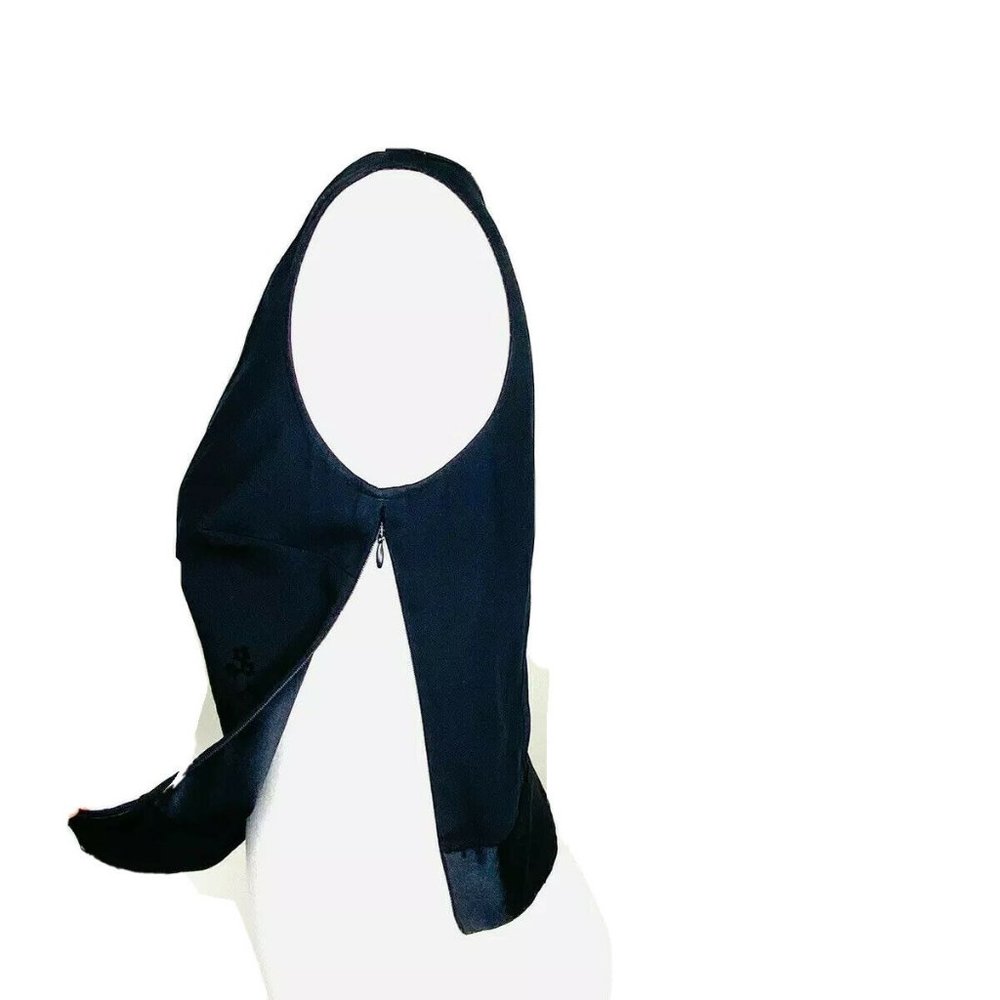 Guess Y2K Top Vintage 90s Sleeveless V-Neck Velvet Textured Flowers Black Top S - Picture 8 of 10